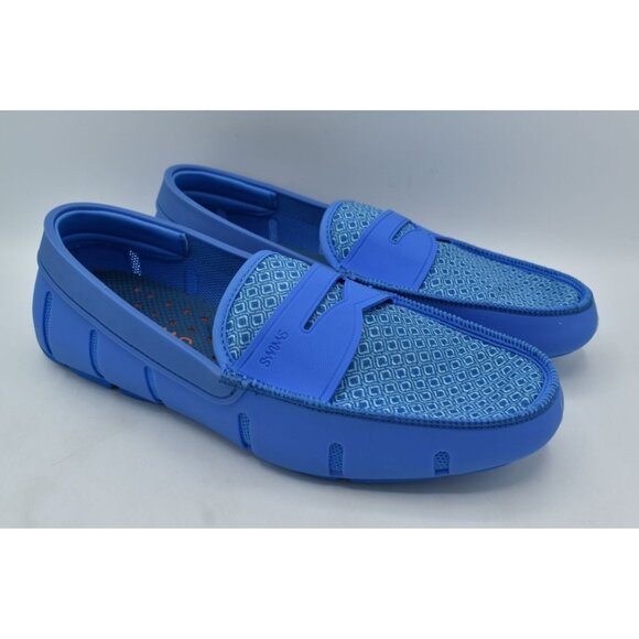SWIMS Mens Size 11 Sail Blue Printed Penny Slip On Loafers Shoes - Picture 5 of 13